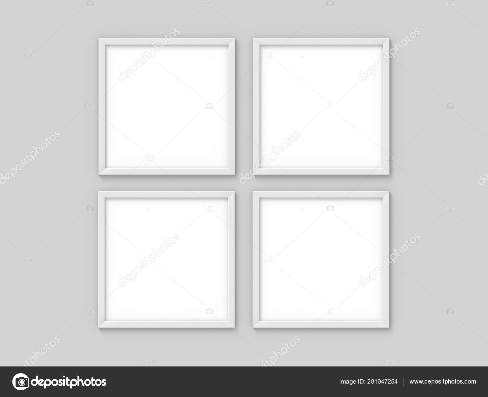 Download Set Of 4 Square White Simple Picture Frame Mockup For Photography 3d Rendering Stock Photo By C Photolas 281047254
