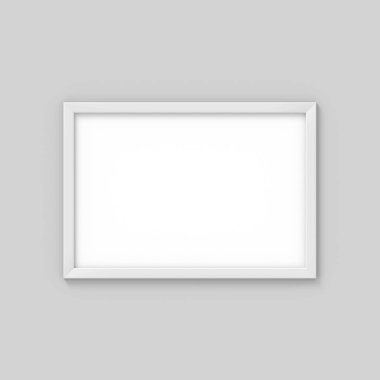 Yatay A4 beyaz basit resim çerçevesi. Fotoğraf için mockup. 3d render