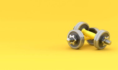 İki parlak demir izole halter. 3d render