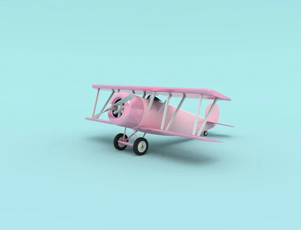 Zabawka Vintage samolotu. Ilustracja z pustym miejscem dla tekstu. Renderowanie 3D — Zdjęcie stockowe