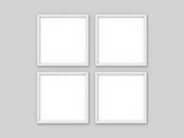 Σετ από 4 τετράγωνα λευκό απλό πλαίσιο εικόνας. Η φωτογραφία της φωτογραφίας. απόδοση 3D — Φωτογραφία Αρχείου