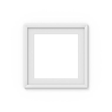 Kenarlıklı kare beyaz basit resim çerçevesi. Fotoğraf için mockup. 3d render
