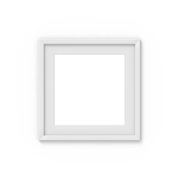 Square white simple picture frame with a border. Mockup for photography. 3D rendering — Stock Photo, Image