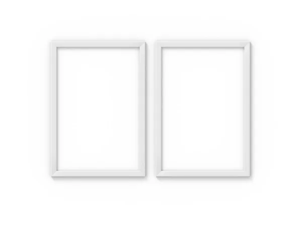 Set de 2 marcos verticales A4 blanco simple imagen. Burla para la fotografía. Renderizado 3D —  Fotos de Stock