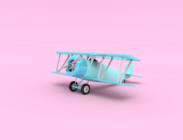 Toy vintage aircraft. Illustration with empty place for text. 3D rendering — Stock Photo, Image