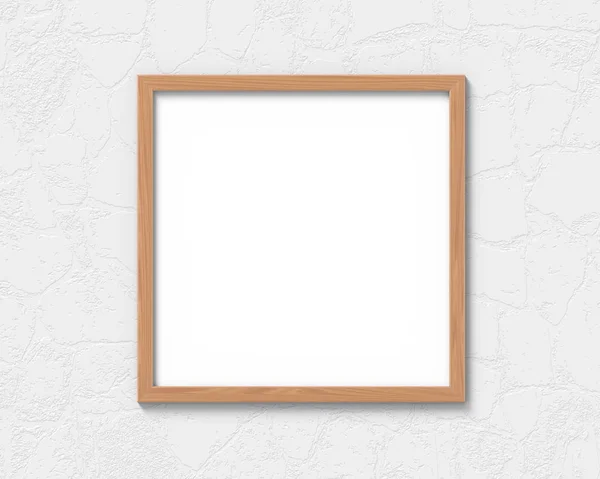 Vierkante houten frames mockup opknoping op de muur. Lege basis voor afbeelding of tekst. 3D-rendering. — Stockfoto