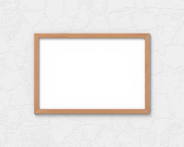 Horizontale houten frames mockup opknoping op de muur. Lege basis voor afbeelding of tekst. 3D-rendering. — Stockfoto