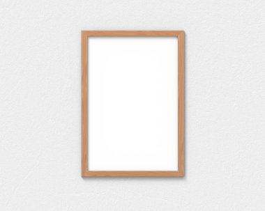 Duvarda asılı bir sınır ile dikey ahşap çerçeveler mockup. Resim veya metin için boş taban. 3d render.