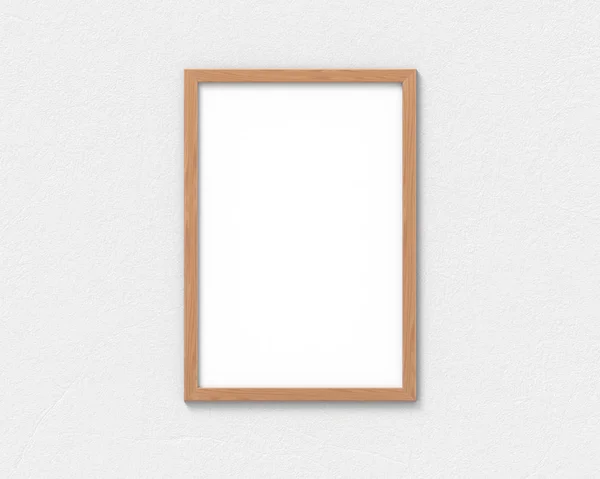 Verticale houten frames mockup met een rand opknoping op de muur. Lege basis voor afbeelding of tekst. 3D-rendering. — Stockfoto