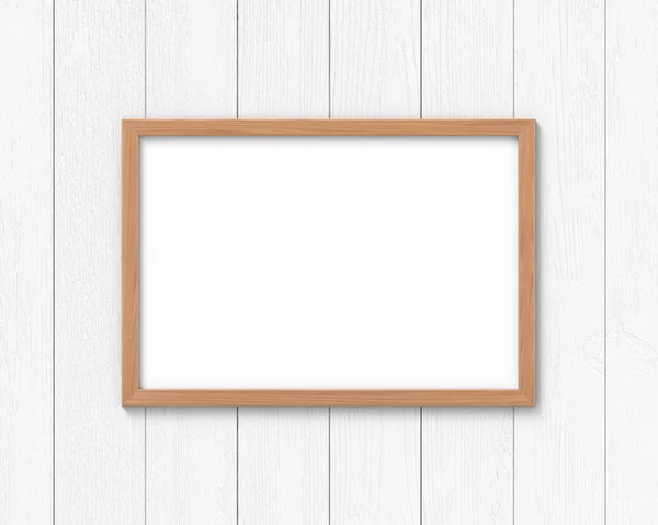Horizontale houten frames mockup opknoping op de muur. Lege basis voor afbeelding of tekst. 3D-rendering. — Stockfoto