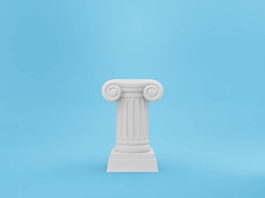 Mavi arka plan üzerinde soyut podyum sütun. Zafer kaidesi minimalist bir kavramdır. 3d render.