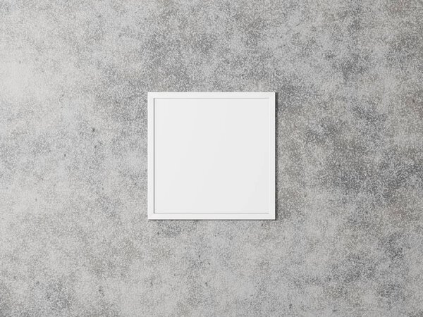 White picture frame on the background of a concrete wall. 3D rendering.