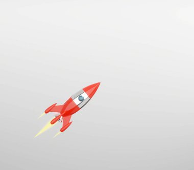 Uzay roketi - başarı, liderlik, başlangıç, rekabet kavramı. 3d render.