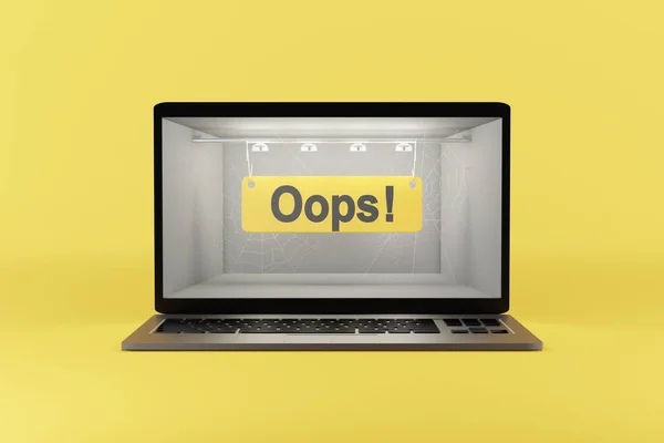 Oops - text on the computer screen. 3d rendering. — Stock Photo, Image