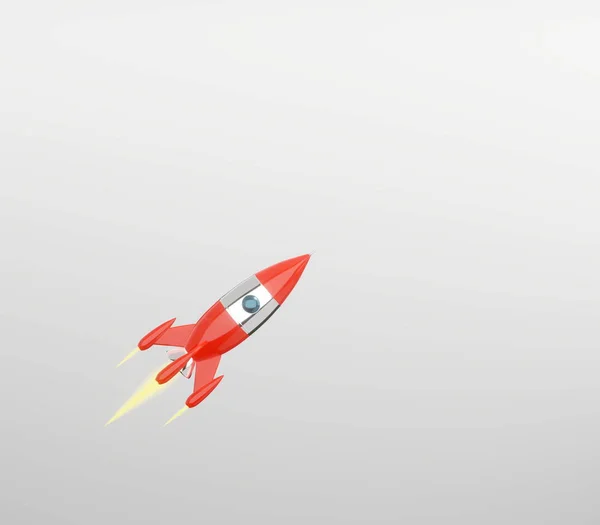 Космическая ракета - концепция успеха, лидерства, стартапа, соперничества. 3D рендеринг . — стоковое фото