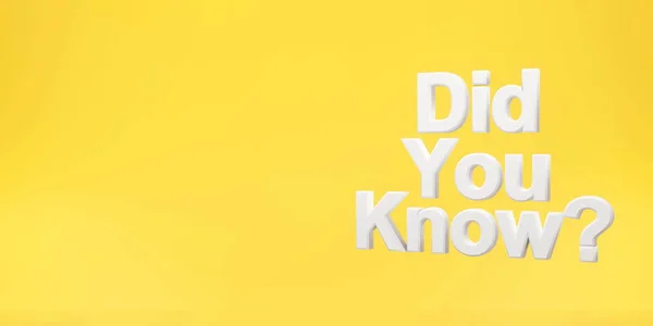 ¿Lo sabías? sobre un fondo amarillo. renderizado 3d . —  Fotos de Stock