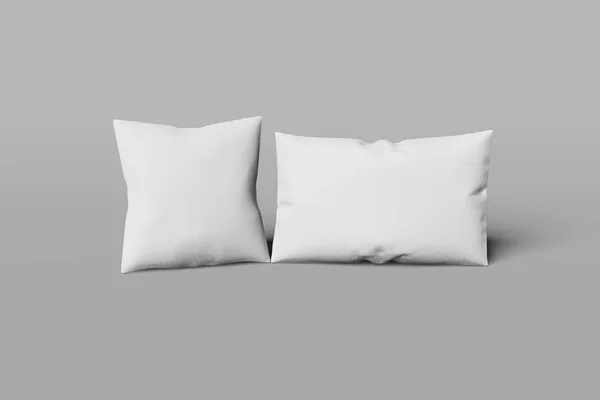 Blanco cuadrado y rectangular una almohada mocap sobre un fondo gris. Renderizado 3D . —  Fotos de Stock