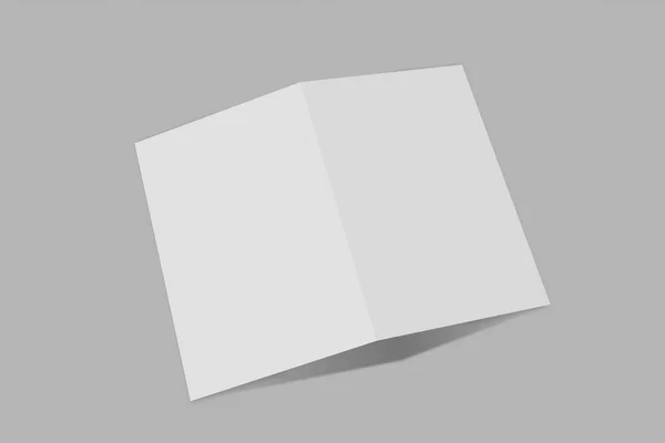모크 업 수직 소책자, 브로셔, 하드 커버와 현실적인 그림자와 회색 배경에 고립 된 초대장. 3D 렌더링. — 스톡 사진