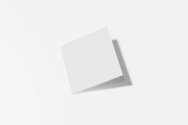 Mockup kare kitapçık, broşür, davet sert kapak ve gerçekçi gölge ile beyaz bir arka plan izole. 3d render.