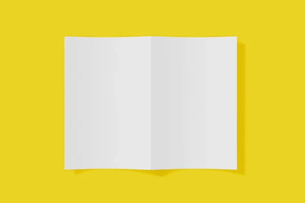 Mockup vertical booklet, brochure, invitation isolated on a yellow background with soft cover and realistic shadow. 3D rendering. — Stock Photo, Image