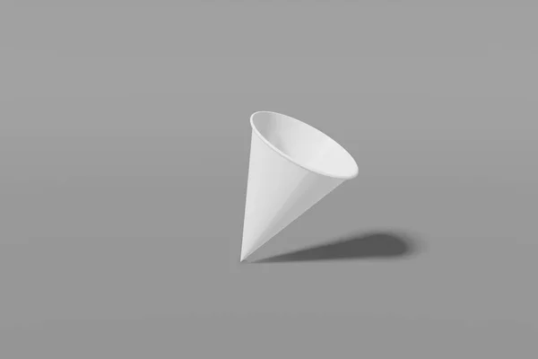 Papel branco cone copo mockup em forma de um fundo cinza. Renderização 3D — Fotografia de Stock