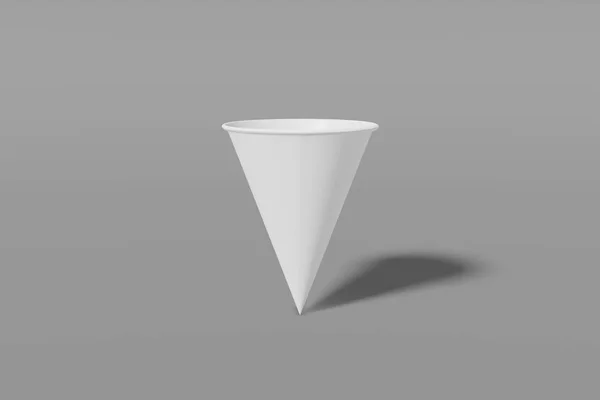 Конус чашки макета из белой бумаги в форме серого фона. 3D рендеринг — стоковое фото