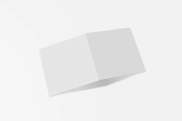 Μοντέλα τετράγωνο φυλλάδιο, φυλλάδιο, πρόσκληση απομονωμένη σε λευκό φόντο με σκληρό κάλυμμα και ρεαλιστική σκιά. απόδοση 3D. — Φωτογραφία Αρχείου