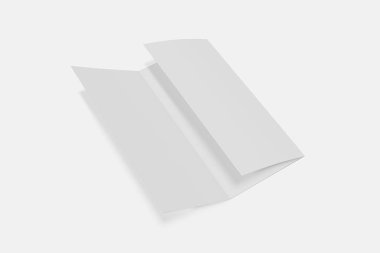 Beyaz bir arka plan üzerinde açık Üç kat kitapçık mockup. 3d render