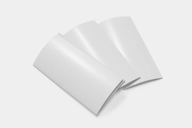 Üç Tri kat kitapçık mockup beyaz bir arka plan üzerinde kapalı. 3d render