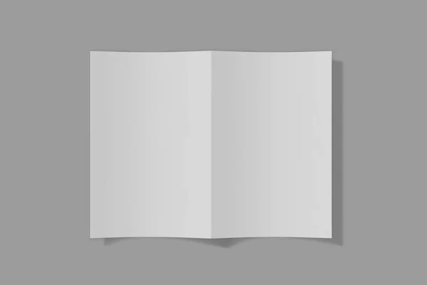 Mockup verticaal boekje, brochure, uitnodiging geïsoleerd op een grijze achtergrond met zachte dekking en realistische schaduw. 3D-rendering. — Stockfoto