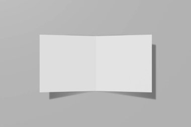 Mockup kare kitapçık, broşür, davet sert kapak ve gerçekçi gölge ile gri bir arka plan üzerinde izole. 3d render.