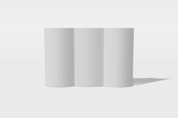 Tri pliegue folleto maqueta abierta sobre un fondo blanco. Renderizado 3D — Foto de Stock