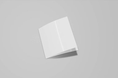 Mockup kare kitapçık, broşür, davet yumuşak kapak ve gerçekçi gölge ile gri bir arka plan üzerinde izole. 3d render.