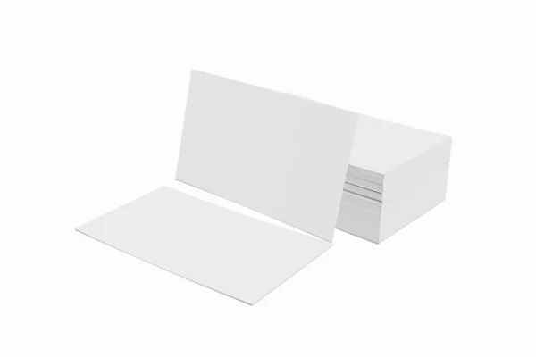 Mockup pila de negocio en blanco o tarjeta de nombre sobre un fondo blanco. Renderizado 3D — Foto de Stock