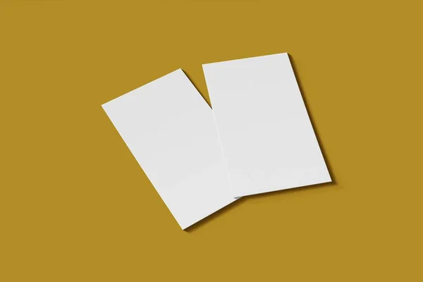 Sarı arka planda iki Mockup boş iş veya ad kartı. 3d render — Stok fotoğraf