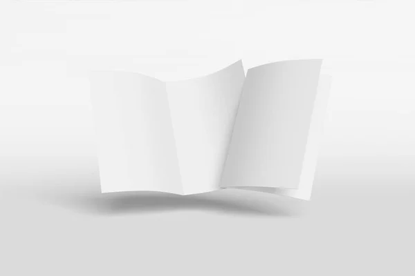Twee mockup verticaal boekje, brochure, uitnodiging geïsoleerd op een witte achtergrond met zachte dekking en realistische schaduw. 3D-rendering. — Stockfoto