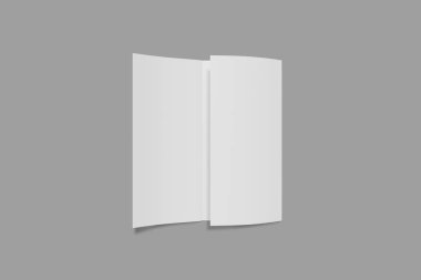Gri bir arka plan üzerinde açık Üç kat kitapçık mockup. 3d render