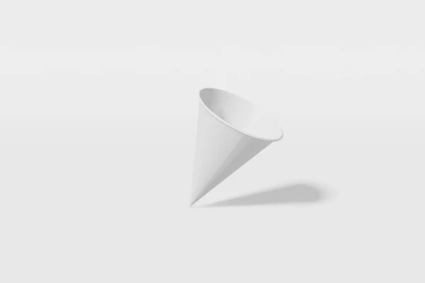 Papel branco cone copo mockup em forma de um fundo branco. Renderização 3D — Fotografia de Stock