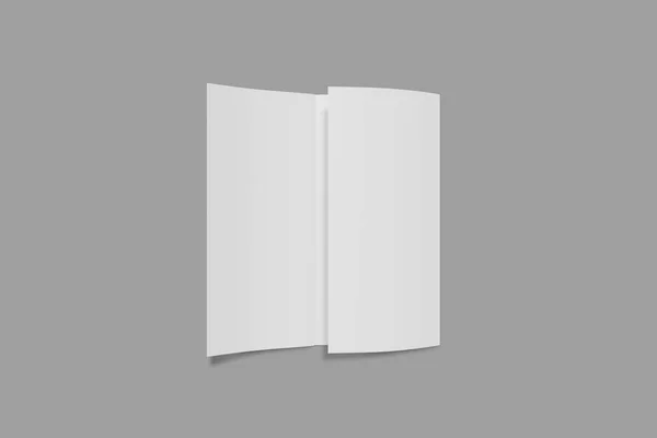 Tri fold füzet mockup nyitott a szürke háttér. 3D-leképezés — Stock Fotó