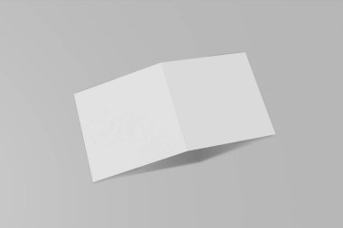 Mockup kare kitapçık, broşür, davet sert kapak ve gerçekçi gölge ile gri bir arka plan üzerinde izole. 3d render.