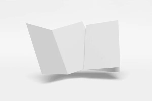 Folleto vertical de dos Mockup, folleto, invitación aislada sobre un fondo blanco con tapa dura y sombra realista. Renderizado 3D . — Foto de Stock