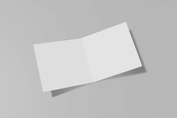 Folleto cuadrado, folleto, invitación aislada sobre un fondo gris con tapa dura y sombra realista. Renderizado 3D . — Foto de Stock