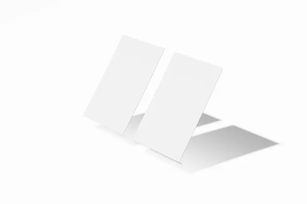 Dois Mockup negócio em branco ou cartão de nome em um fundo branco. Renderização 3D — Fotografia de Stock