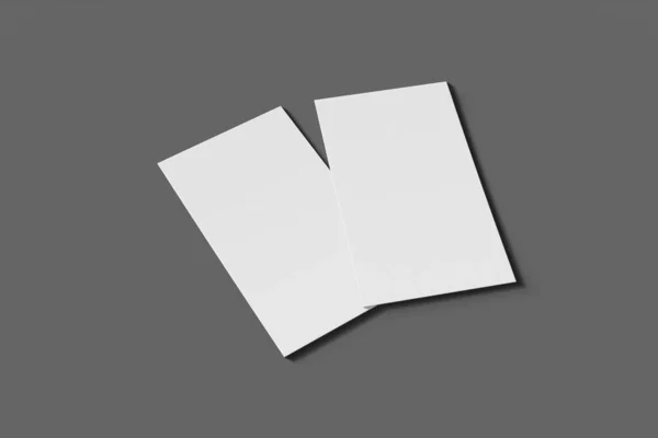 Attrappe leere Visitenkarte oder Visitenkarte auf grauem Hintergrund. 3D-Darstellung — Stockfoto