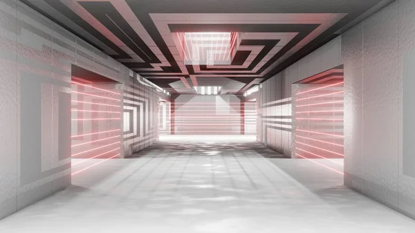 Sci Fi bezpieczeństwo bezpieczeństwa garaż futurystyczny kosmiczne Laser korytarz miejsce mgła Neon ochrony Pokój rozjarzony statek wnętrza więzienie światło — Zdjęcie stockowe