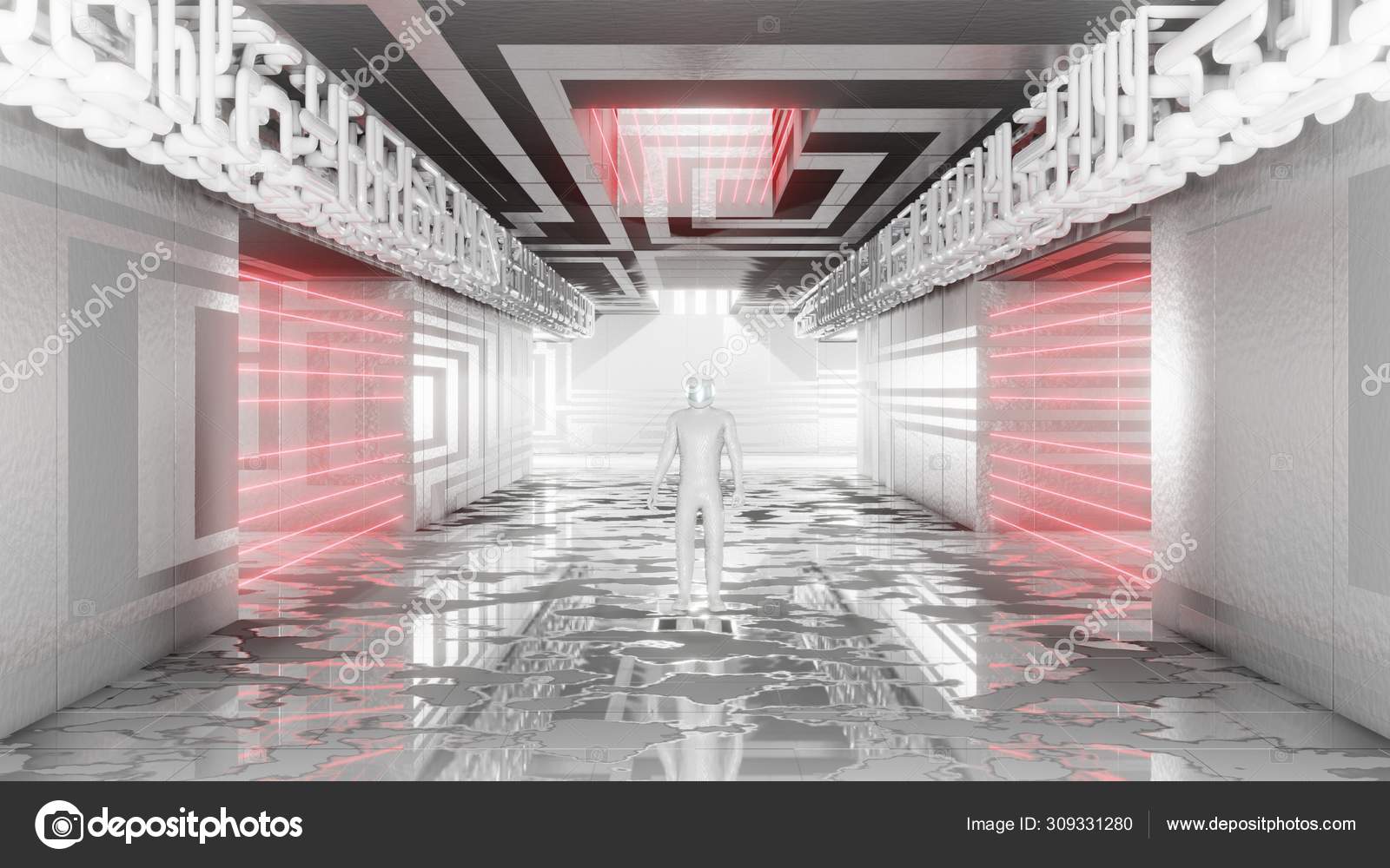 Sci Fi Interior Futuristic Room Corridor Garage Alien Space