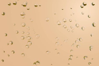 3D çizim soyut sanat illüstrasyonudur. Turuncu arkaplanda yağmur damlaları uçuşuyor. Tasarım konsepti taşınıyor.