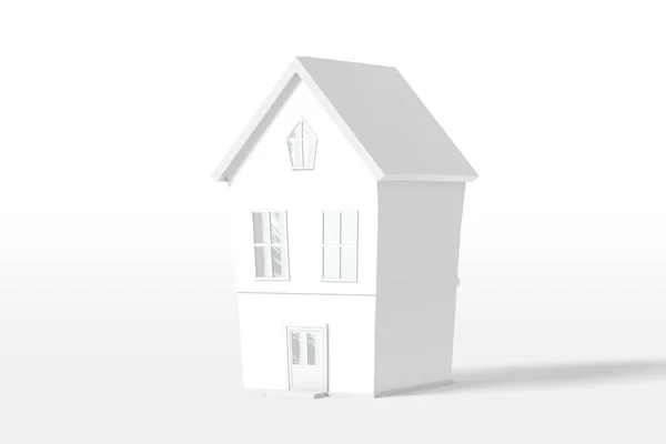 3d renderização casa de dois andares de cor branca isolado em um fundo branco. Desenhos animados estilo minimalista . — Fotografia de Stock