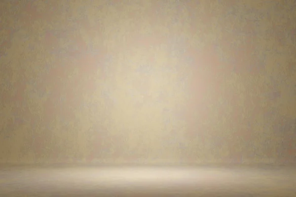 Abstrakte stilvolle Fotostudio Portrait Hintergrund. Wandkratzer verschwimmen leicht cremefarbener Grunge-Hintergrund. 3D-Darstellung — Stockfoto