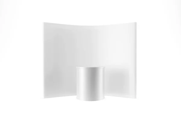Spring Pop Up mockup promo stand vista frontale. Superficie curva opaca isolato sfondo bianco. rendering 3d — Foto Stock